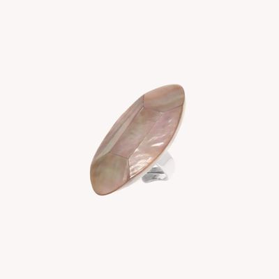 Bijoux - Bague ajustable nacre brune facettée - Skala - NATURE BIJOUX