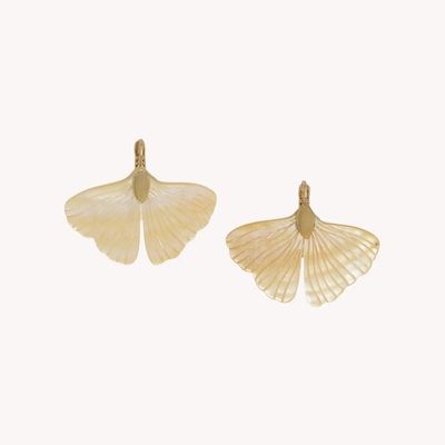Jewelry - Ginkgo french hook earrings golden MOP - Son Jardin - NATURE BIJOUX