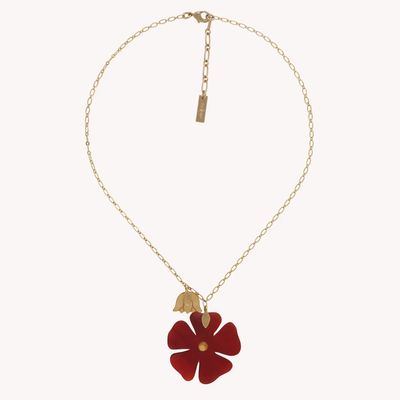 Bijoux - Collier pendentif fleur rouge - Son Jardin - NATURE BIJOUX