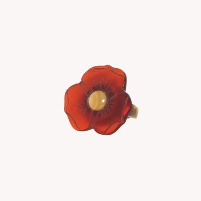 Bijoux - Bague ajustable petite fleur rouge - Son Jardin - NATURE BIJOUX