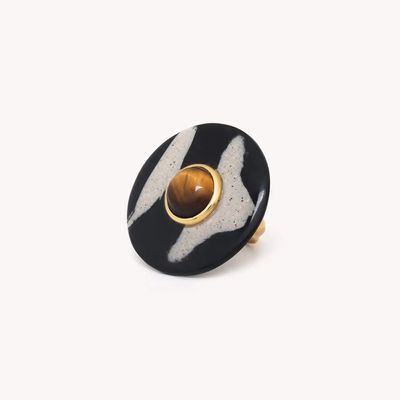 Jewelry - Round black horn adjustable ring - Zebra - NATURE BIJOUX