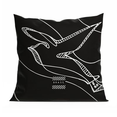 Tissus pour extérieurs - Coussin d'extérieur Black Colombes 45 x 45 - Design by BRASS - ARTDECORIS
