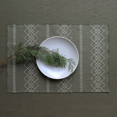 Table linen - Linen Placemat | LOSANGA Forest green - GIARDINO SEGRETO