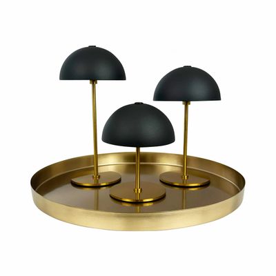 Lampes de table - Mini-lampe de table LED ALONG noir/laiton 3 pièces avec plateau - DYBERG LARSEN