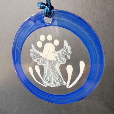 Other Christmas decorations - Blue hand-painted standing angel glass ornament - CARNEOL GLASS