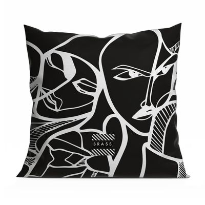 Fabric cushions - Black Elongi Decorative Pillow 60 x 60 - Design by BRASS - ARTDECORIS