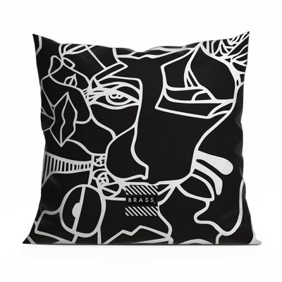 Fabric cushions - Black Koseka decorative pillow 60 x 60 - Design by BRASS - ARTDECORIS
