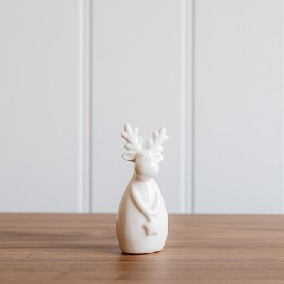 Other Christmas decorations - Small White Ceramic Reindeer - WE LOVE SEASONS