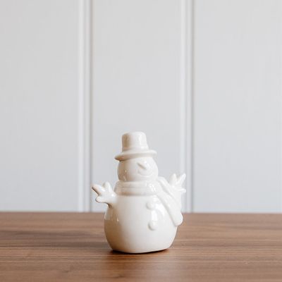 Décorations pour tables de Noël - Petit bonhomme de neige blanc en céramique - WE LOVE SEASONS
