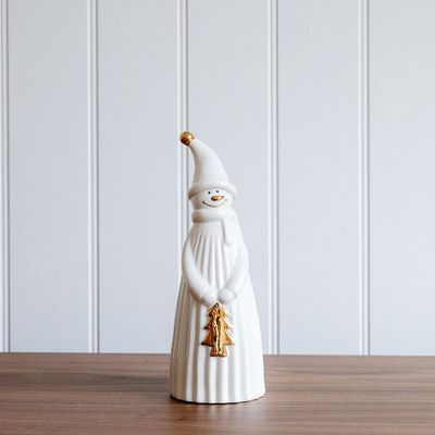 Christmas table settings - Ceramic White and Gold Snowman - WE LOVE SEASONS