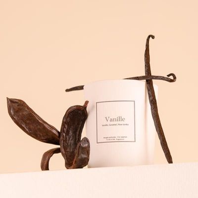 Bougies - Bougie Vanille verre blanc 180g - Cire 100% végétale - TANDEM FRAGRANCES