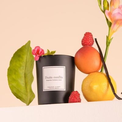 Candles - Candied fruit scented candle black glass - 6,40oz 100% vegetable wax - TANDEM FRAGRANCES