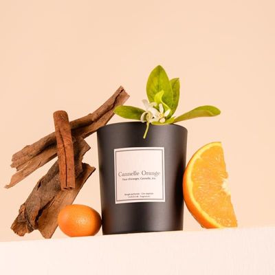 Bougies - Bougie Cannelle orange verre noir 180g - Cire 100% végétale - TANDEM FRAGRANCES