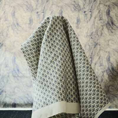 Upholstery fabrics - Coton lin – Bleu beige - THALIA BOTSARI