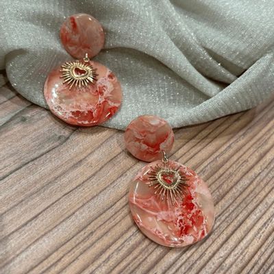 Jewelry - Pink Solar Heart” earrings | SELENA Coral Marble - LES TRÉSORS DE CIA