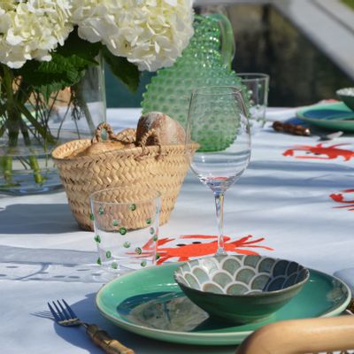 Linge de table textile - Nappe en lin broderie Crabes - OUR LINEN