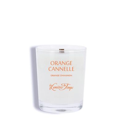 Bougies - Bougie Végétale 180 g Mèche en Bois Orange Cannelle - LES LUMIERES DU TEMPS