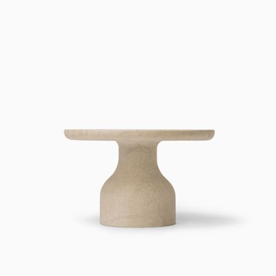 Coffee tables - PESO– Minimalist Round Side Table in Limestone, Small - MOR
