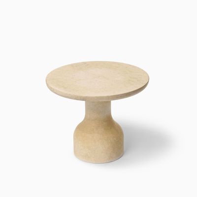 Coffee tables - PESO– Minimalist Round Side Table in Limestone, Medium - MOR