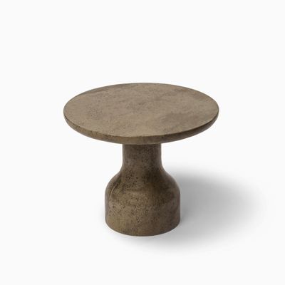 Coffee tables - PESO– Minimalist Round Side Table in Limestone, Medium - MOR