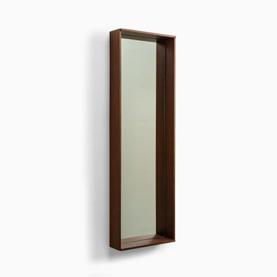 Mirrors - CAMPO – Minimalist Wall Mirror in Walnut Wood, Large - MOR