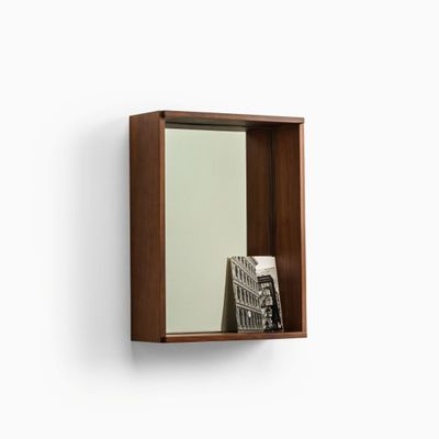 Mirrors - CAMPO – Minimalist Wall Mirror in Walnut Wood, Small - MOR