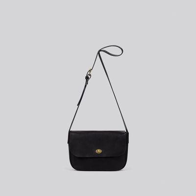 Sacs et cabas - Barney - Sac à bandoulière de taille moyenne en cuir noir grainé - MIMI BERRY