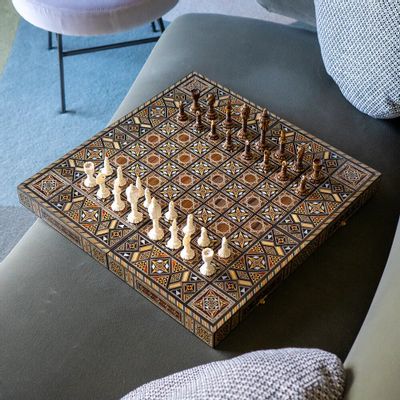 Gifts - Chess & Backgammon Set - Mosaic - MAISON ROSHI - LUXURY ENTERTAINMENT CABINETS
