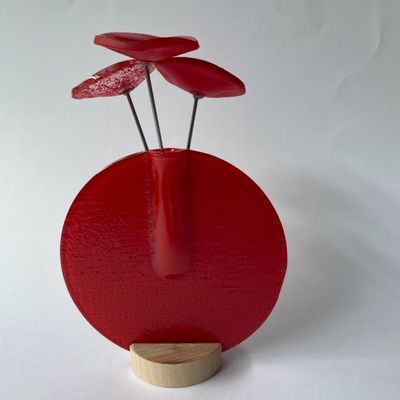 Vases - Round vase in red color 13 cm - CARNEOL GLASS