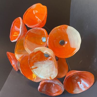 Garden accessories - Calla Flower For Outside In Cream-Orange - CARNEOL GLASS