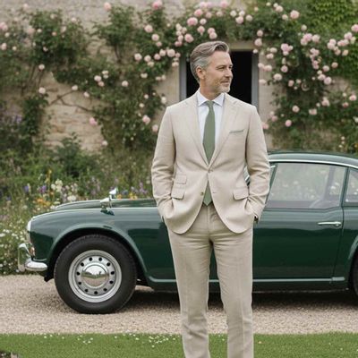 Prêt-à-porter - Cravate vert sauge unie en lin - LE COQ EN PAP'