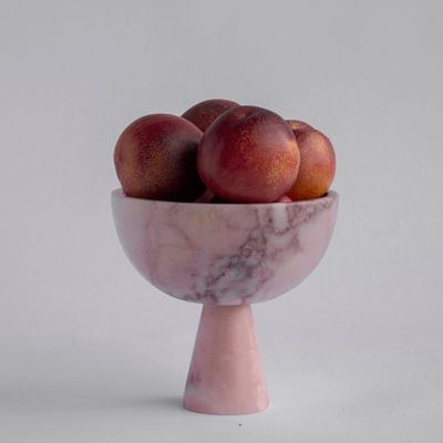 Platter and bowls - PINK MARBLE PEDESTAL BOWL XL - KIWANO CONCEPT