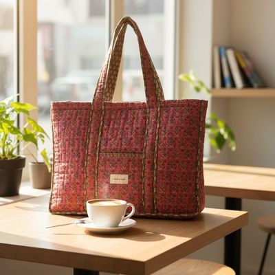Bags and totes - Quilted work tote bag - I WAS A SARI