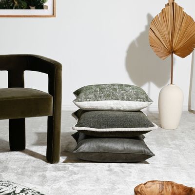 Fabric cushions - Art Leather Army Green Cushion - Forest Collection - DARCY & DUKE