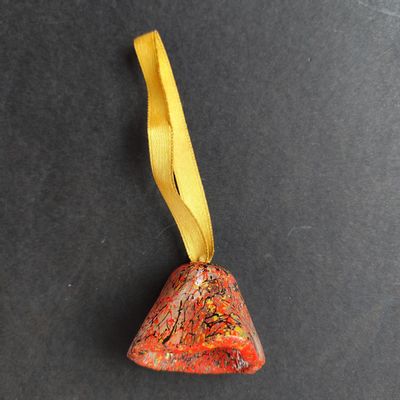 Christmas garlands and baubles - Glass bell in transparent red-black-gold - CARNEOL GLASS