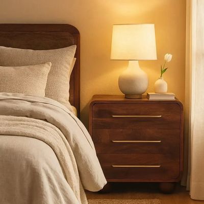 Chiffonniers - Artisan Furniture Commode Arrondie à 3 Tiroirs en Bois Massif, Marron - ARTISAN FURNITURE