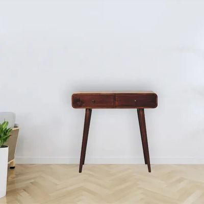 Other tables - Artisan Furniture Solid Wood Chestnut Curved Hallway Table, 2 Drawers, Dark Brown - ARTISAN FURNITURE