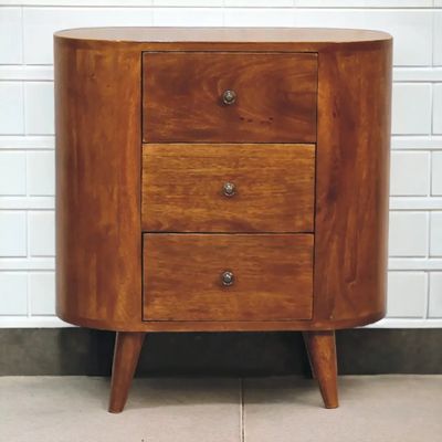 Buffets - Artisan Furniture en bois massif Mini Châtaigne Armoire, 3 Tiroirs, Dark Marron - ARTISAN FURNITURE