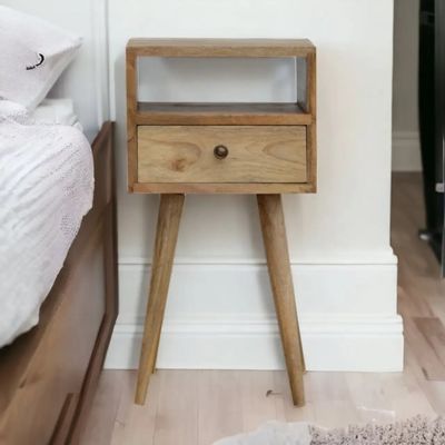 Night tables - Artisan Furniture Solid Wood Mini Oak-ish Nightstand, 1 Drawer and Open Slot, Beige - ARTISAN FURNITURE