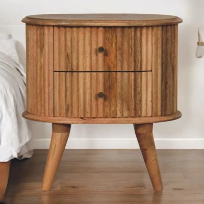 Night tables - Artisan Furniture Solid Wood Soba Nordic Nightstand, 2 Drawers, Beige - ARTISAN FURNITURE