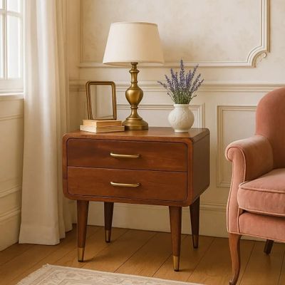 Night tables - Artisan Furniture Solid Wood Astor 2-Drawer Nightstand, Brown - ARTISAN FURNITURE