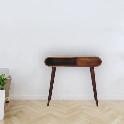 Console table - Artisan Furniture Solid Wood Chestnut London Open Console, 1 Drawer and Open Slot, Dark Brown - ARTISAN FURNITURE