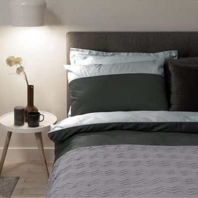 Bed linens - Double bed linen set, 100% Cotton Sateen, Smoky/ Silvery - DILIOS