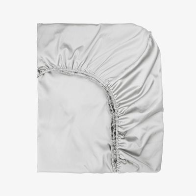 Linge de lit - Drap-housse en satin, 140x200x25, argenté - DILIOS