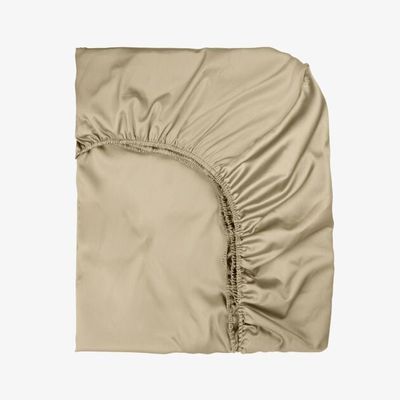 Linge de lit - Drap-housse en satin, 180x200x25, Taupe - DILIOS