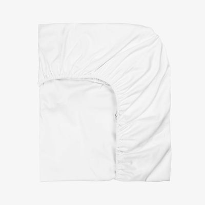 Linge de lit - Drap-housse en satin, 200x200x25, blanc - DILIOS