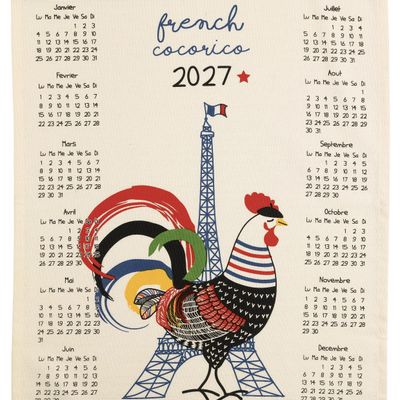 Torchons - Torchon Calendrier recyclé French Cocorico 2027 Ecru 50 x 70 - MAISON VIVARAISE - SDE VIVARAISE WINKLER