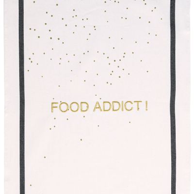 Dish towels - Tea towel Food Addict Or Blanc 50 X 70 - LA CERISE SUR LE GATEAU