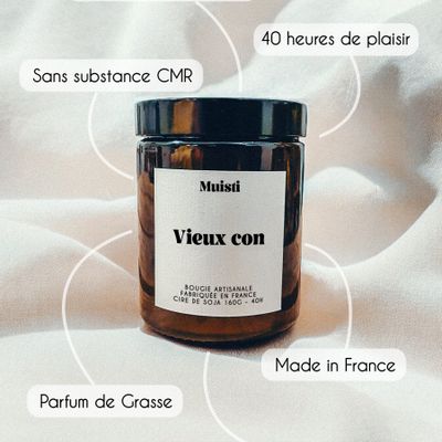 Objets de décoration - Bougie Parfumée - Vieux con - Musc blanc – 160g - MUISTI
