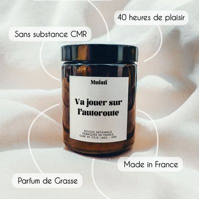 Objets de décoration - Bougie Parfumée - Va jouer sur l'autoroute - Musc blanc – 160g - MUISTI